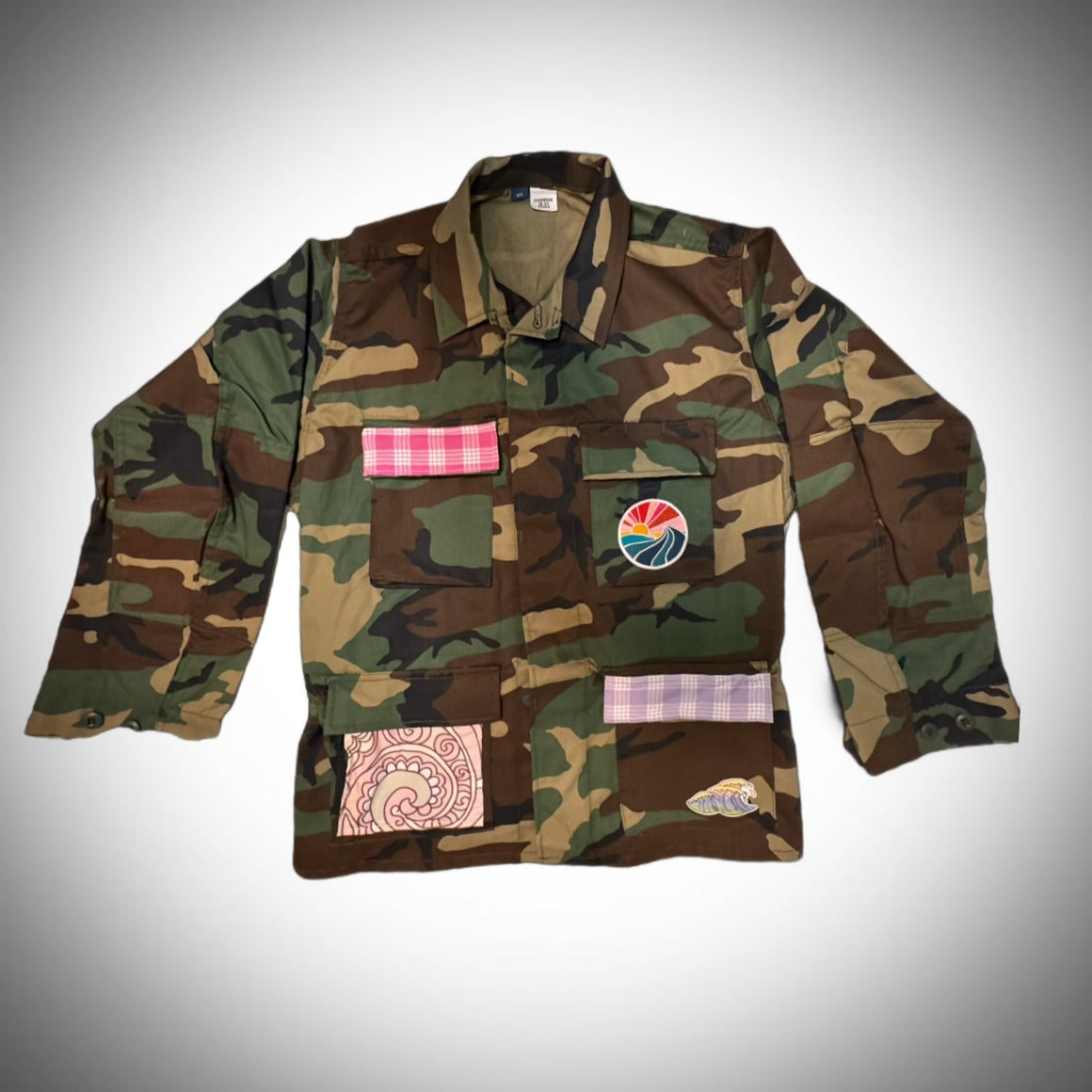 Vintage camouflage army jacket with local flare