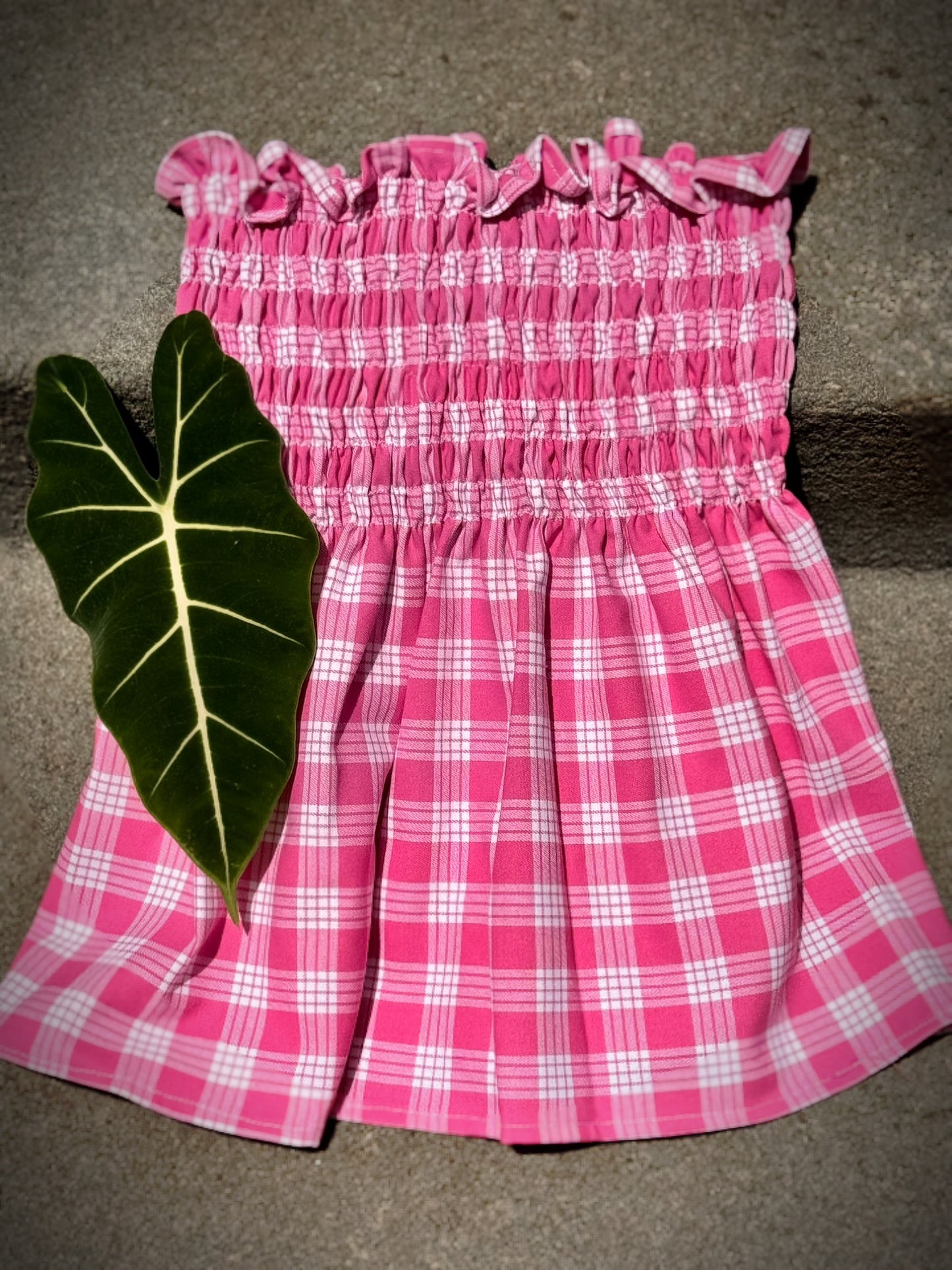 Pink Palaka babydoll top