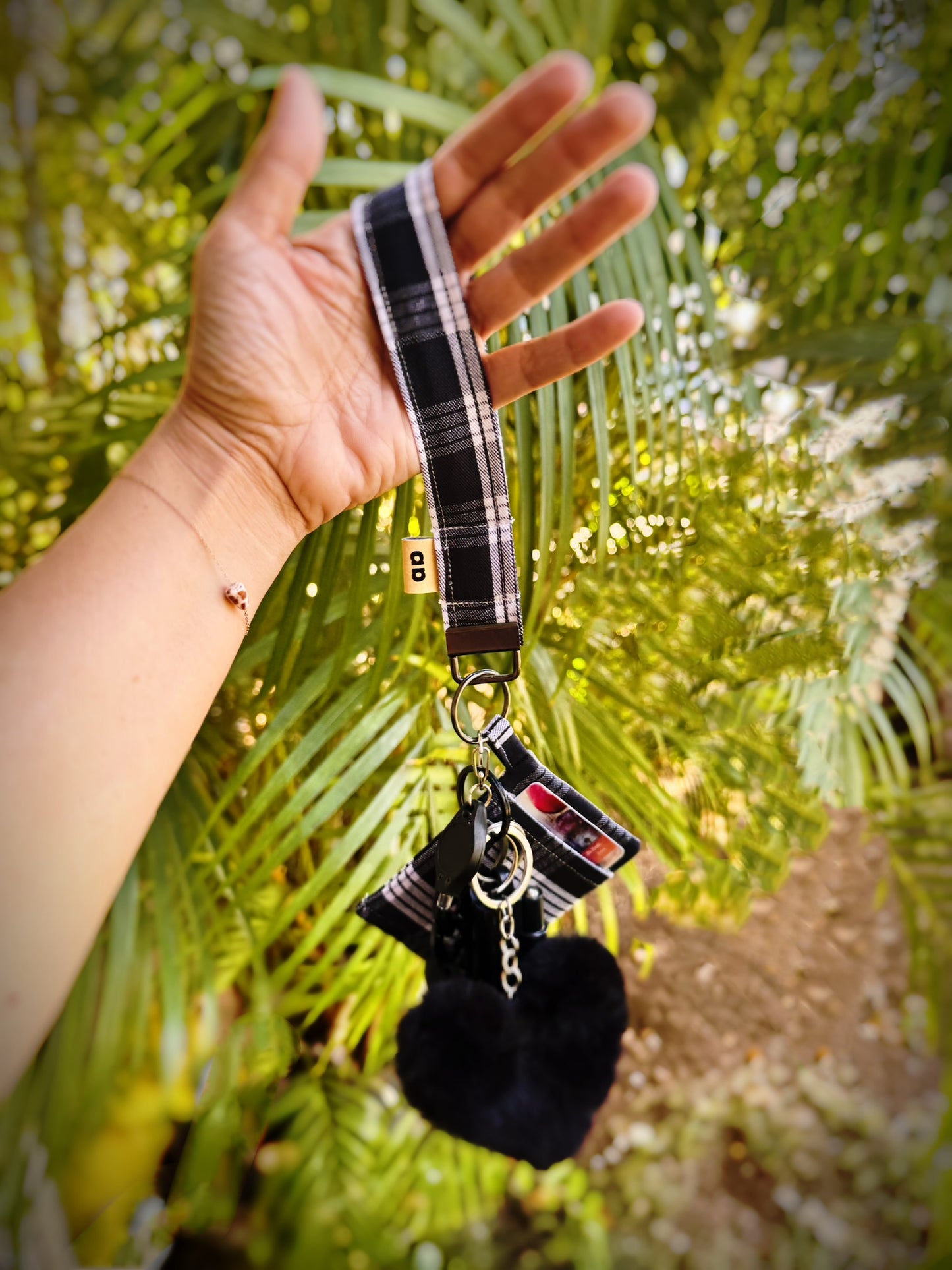 Black Palaka key fob and pocket pouch