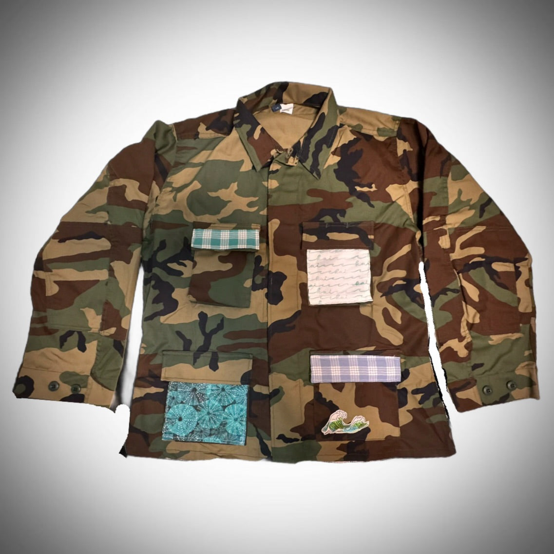 Vintage camouflage army jacket with local flare