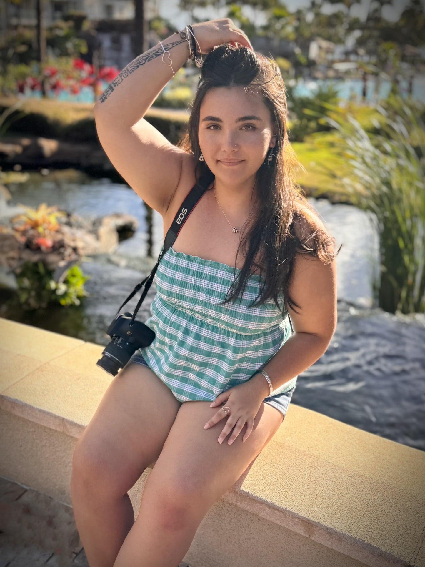 Teal Palaka babydoll top