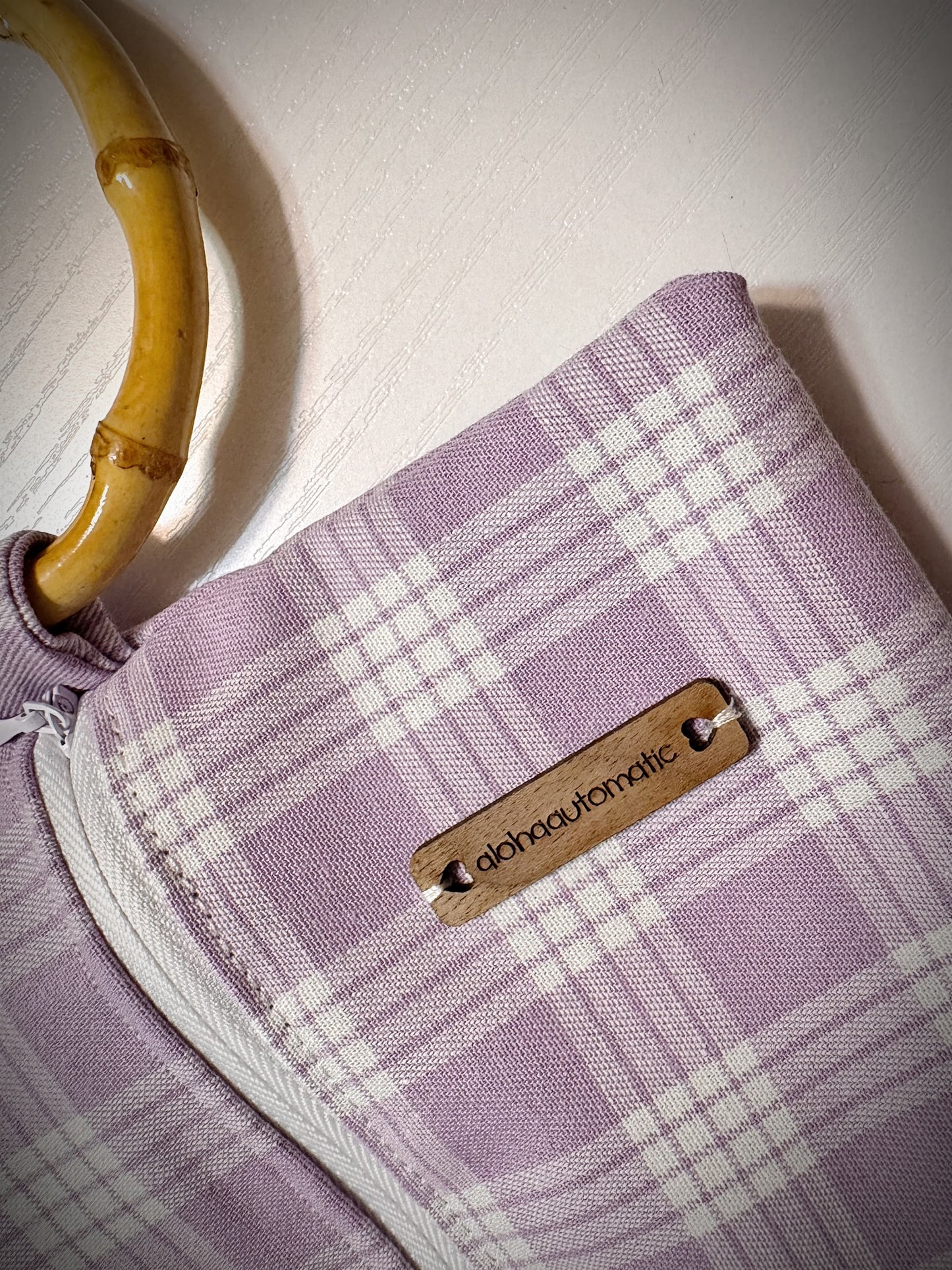 Lavender Palaka triangle clutch