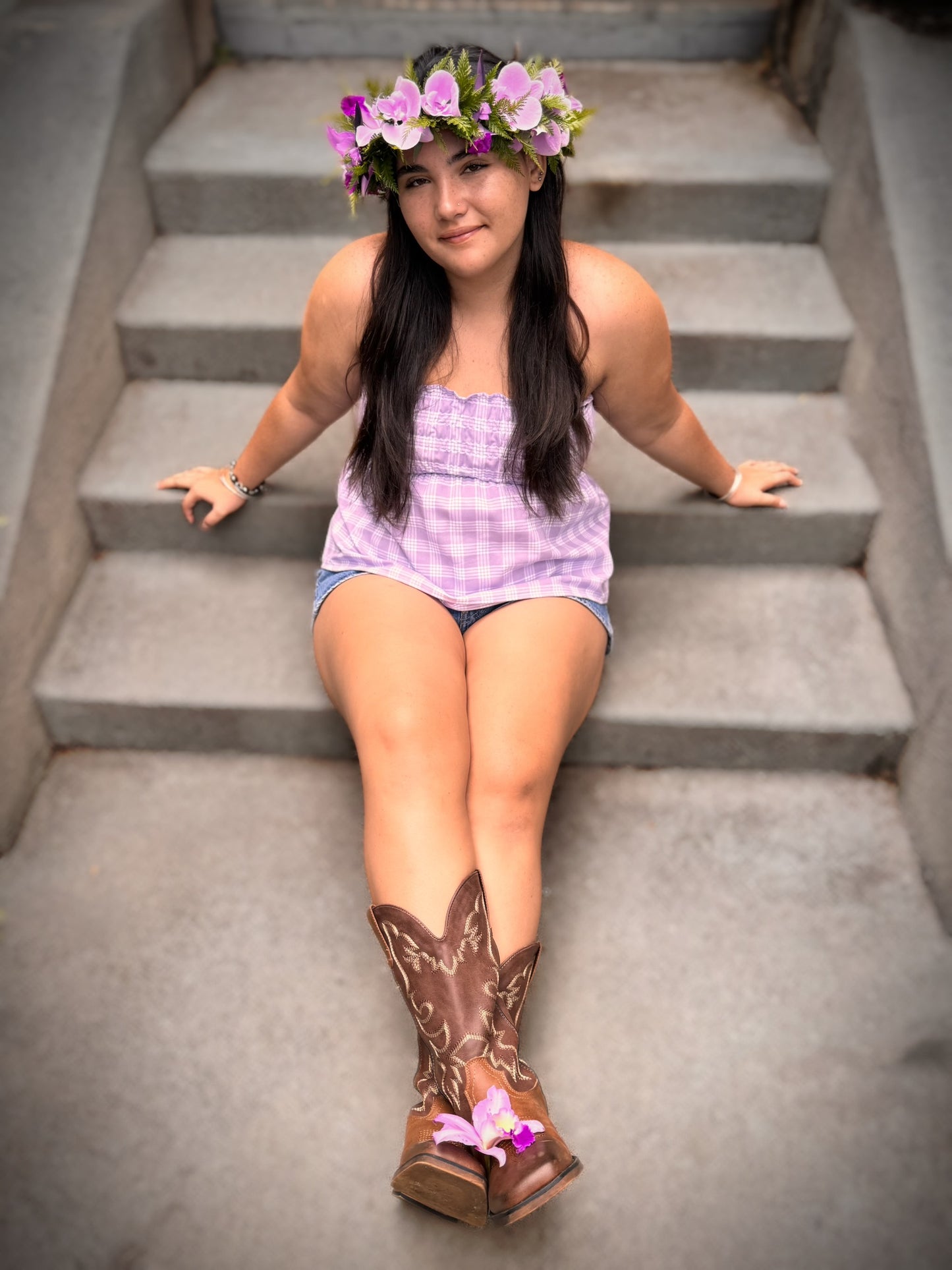 Lavender Palaka babydoll top