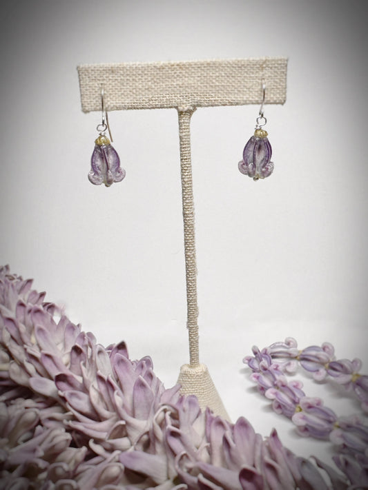 Pua Kalaunu purple dangle silver earrings