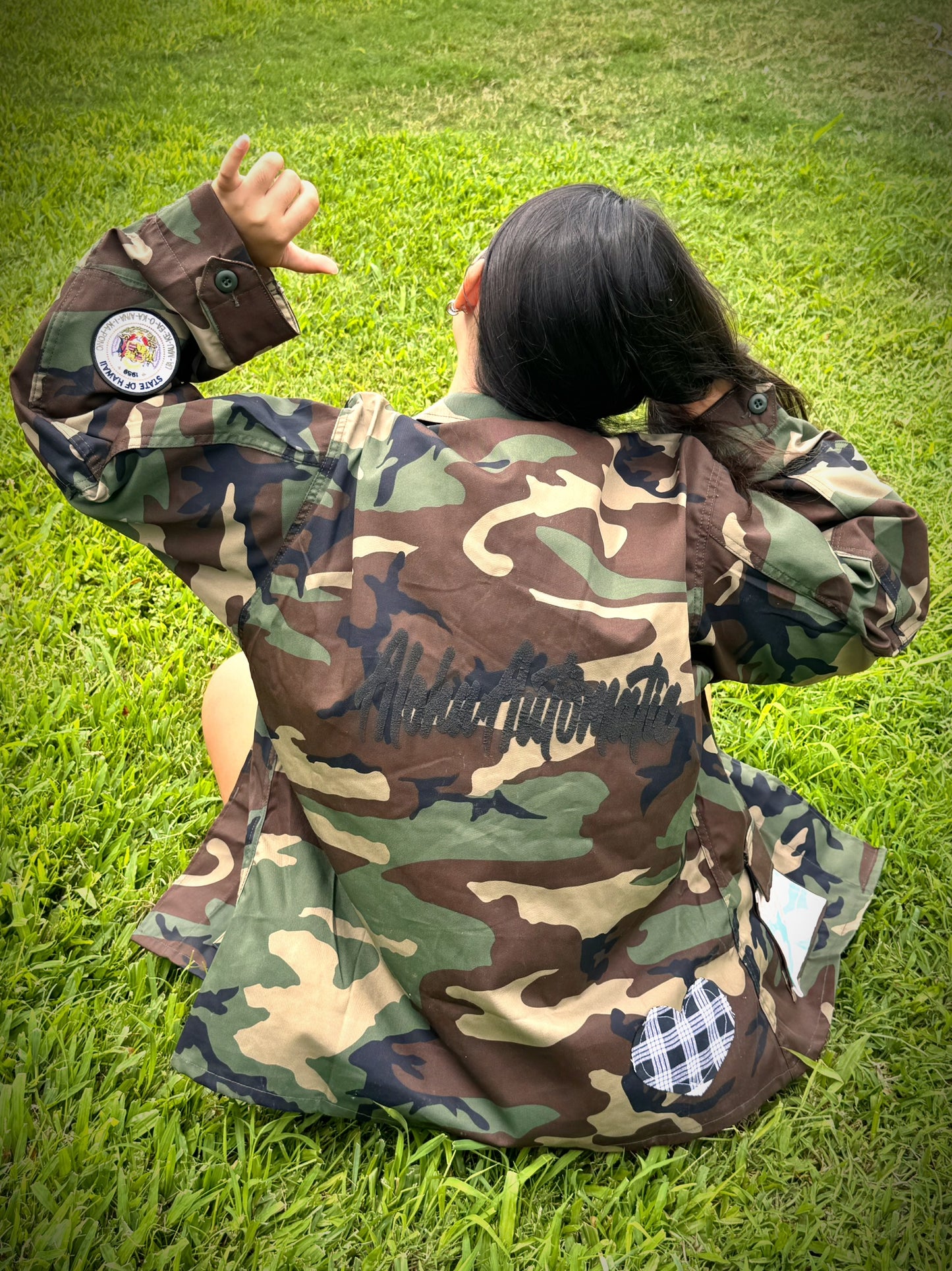 Vintage camouflage army jacket with local flare
