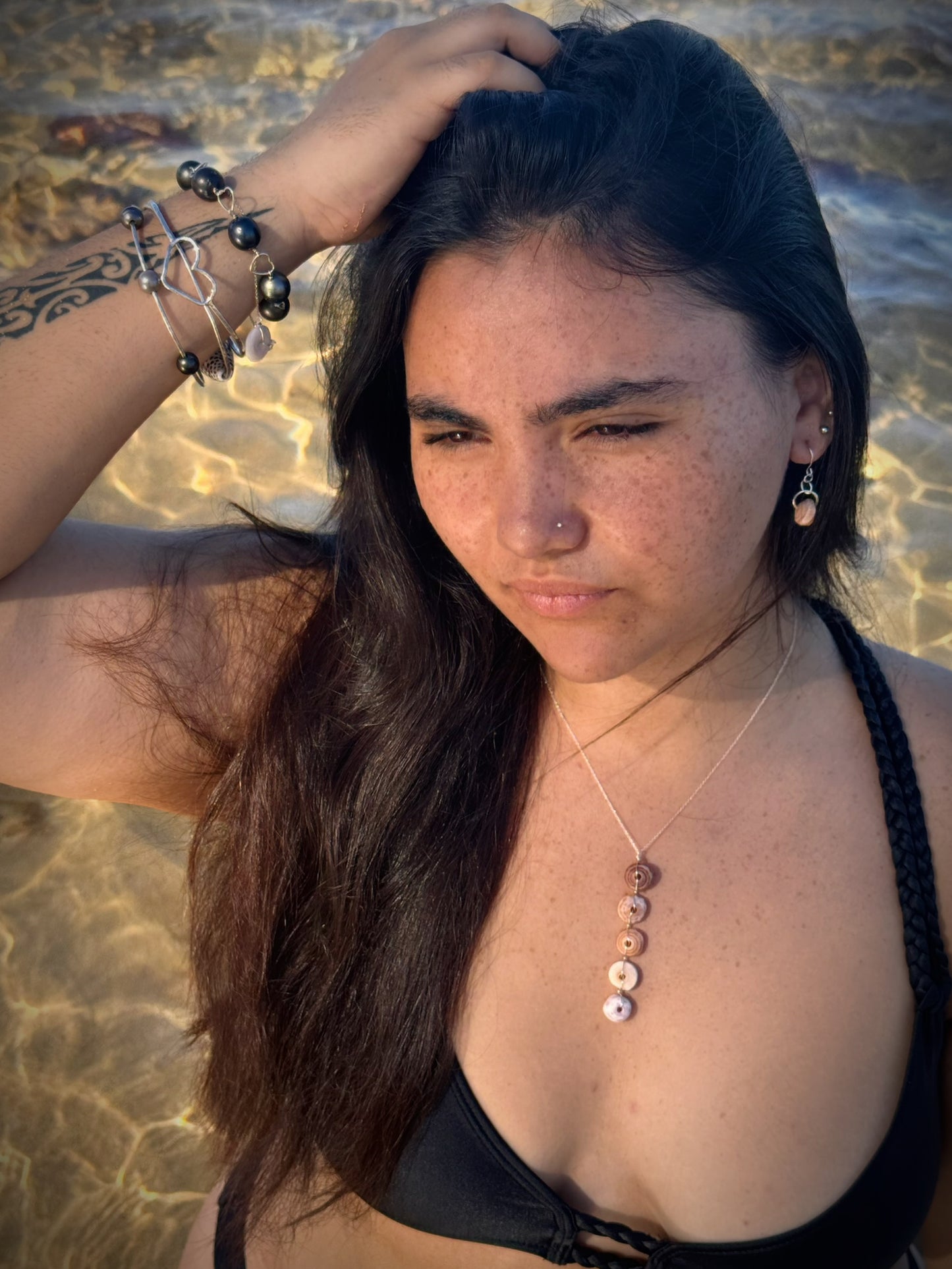 Puka seashell medley floating necklace