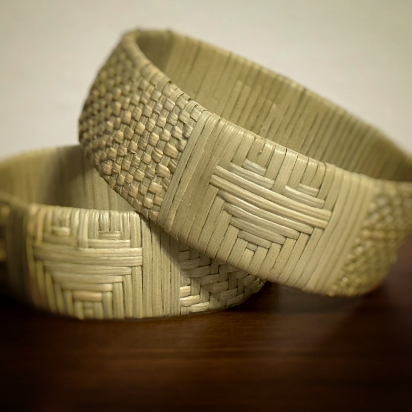Lauhala mea i kāwili pū ʻia love woven bracelet -light