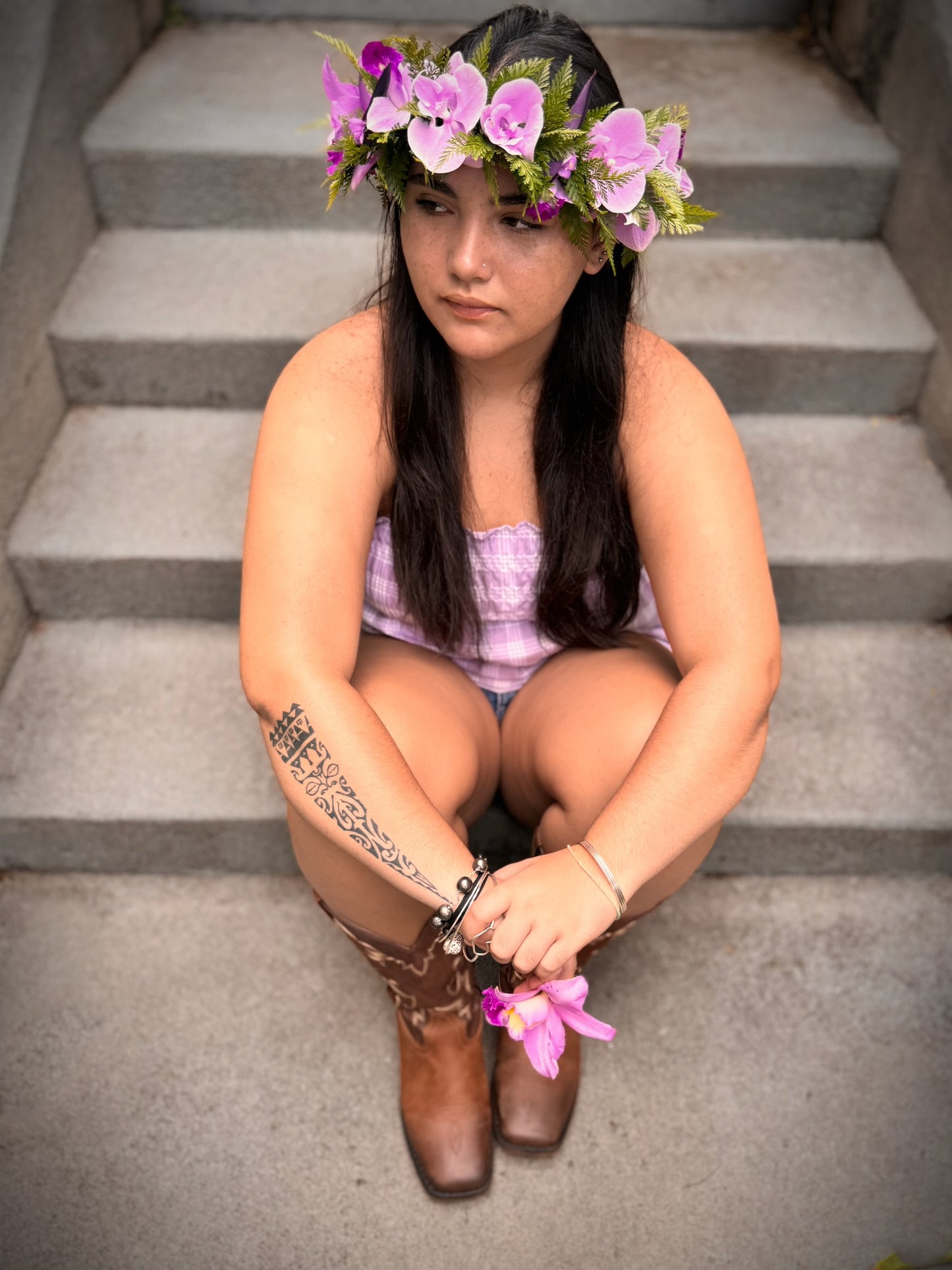 Lavender Palaka babydoll top