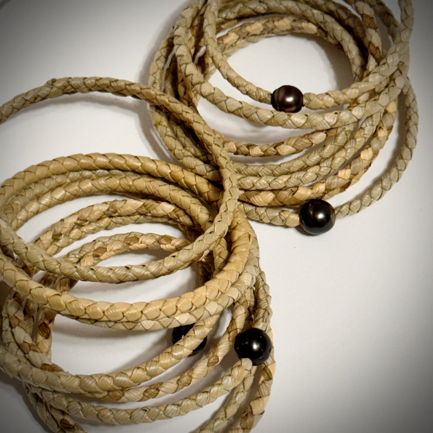 Lauhala lahi woven w/tahitian pearl bangle