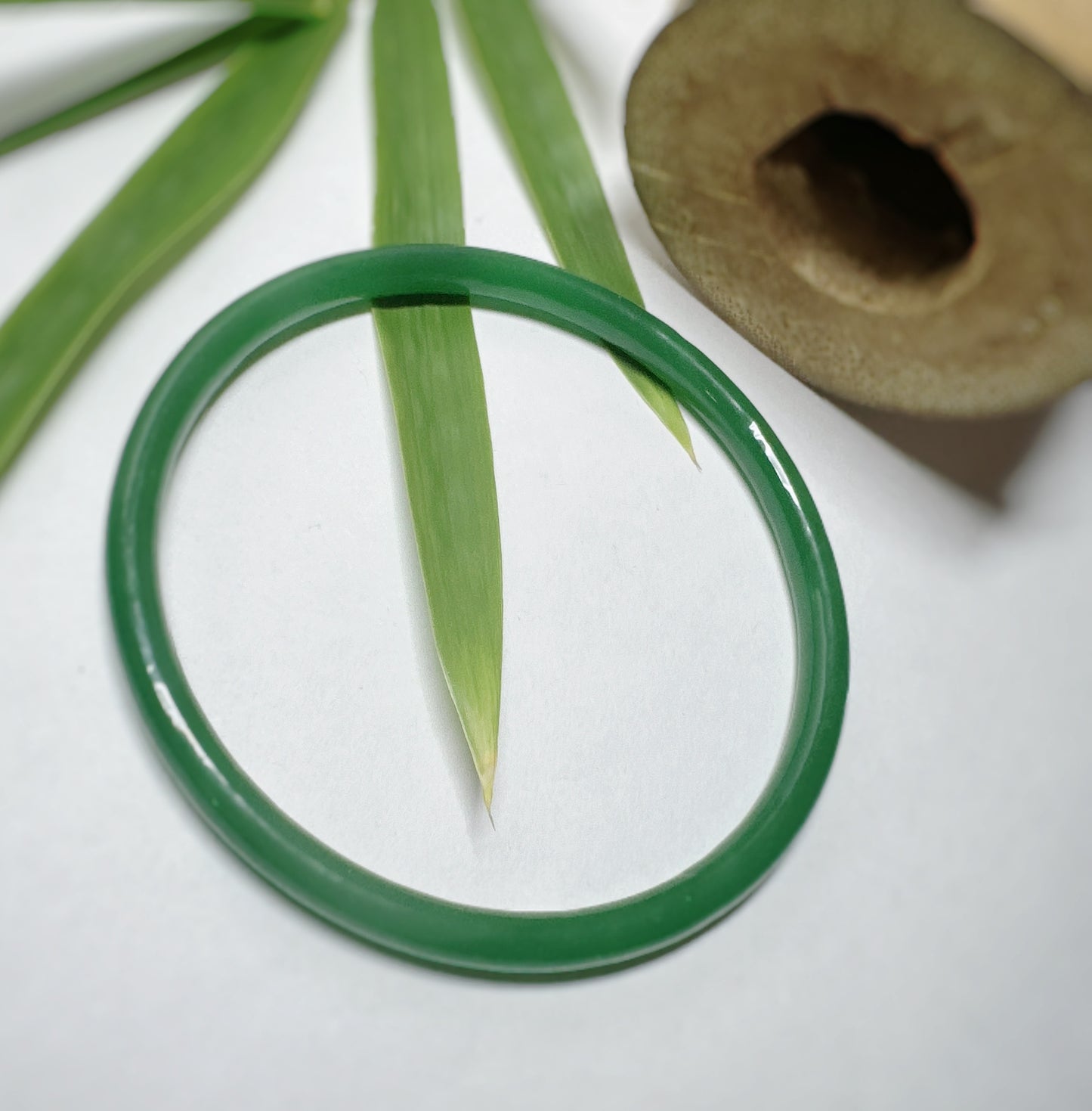 Jade dainty bangle -dark