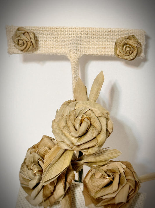 Lauhala woven rose studs