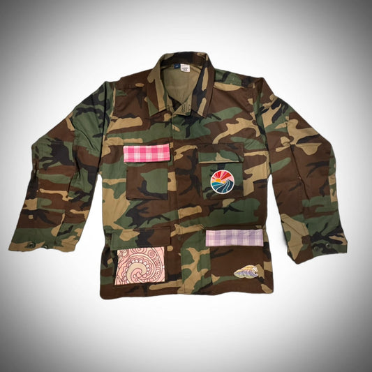 Vintage camouflage army jacket with local flare