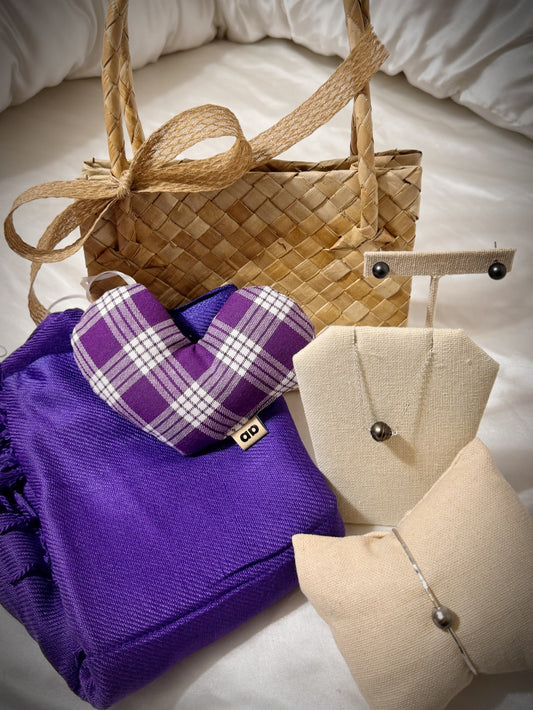 Purple Palaka sterling silver Tahitian pearl gift set