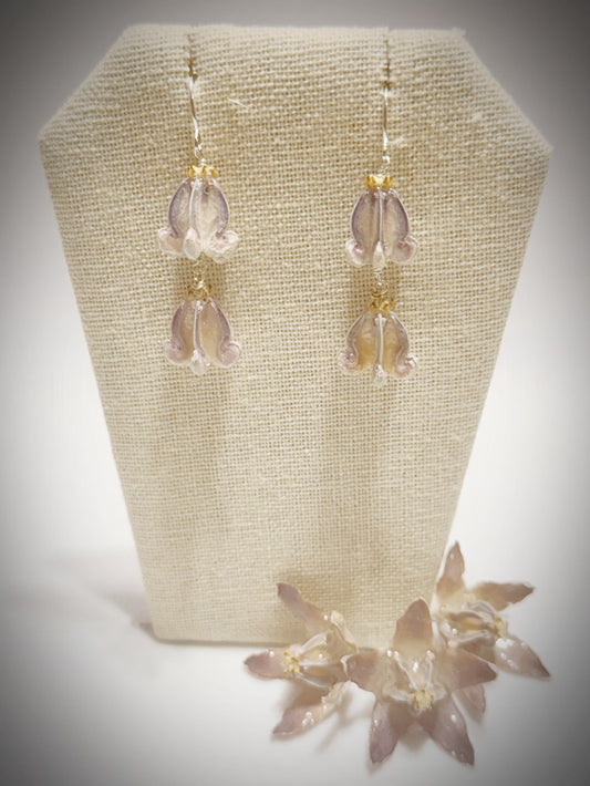 Pua Kalaunu purple double dangle silver earrings