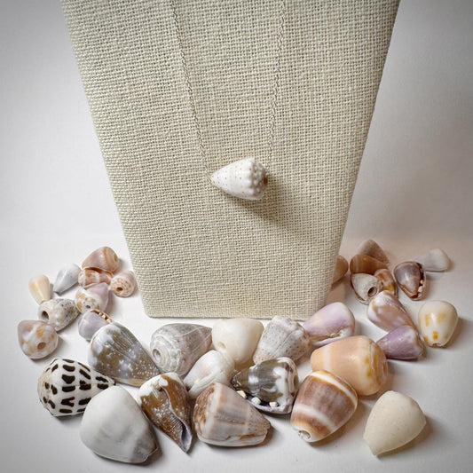 Pastel abbreviated Cone seashell floating necklace