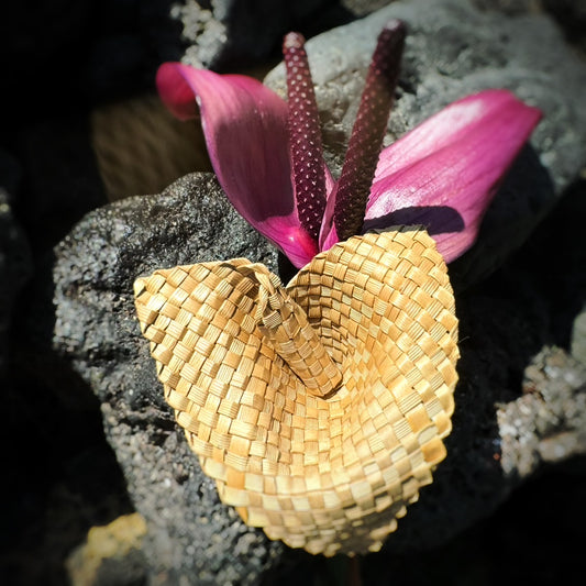 Lauhala woven anthurium flower