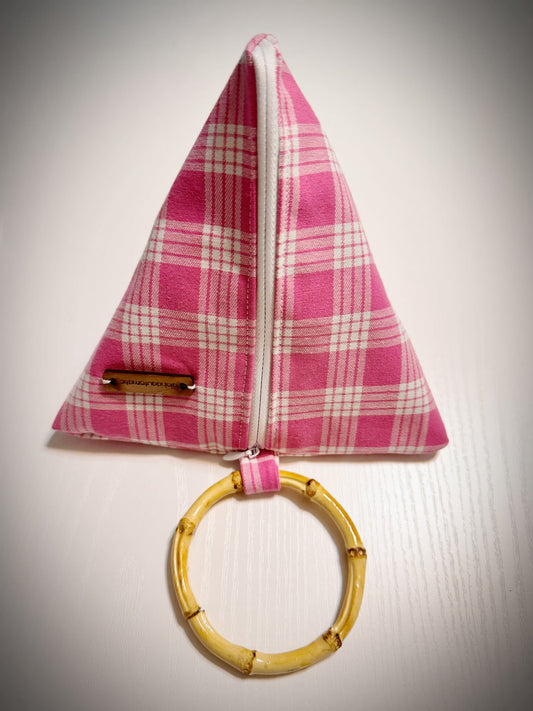 Pink Palaka triangle clutch