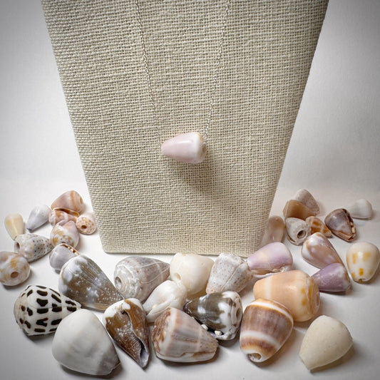 Light Purple Cone seashell floating necklace