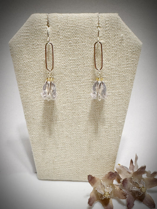 Pua Kalaunu purple paperclip dangle silver earrings