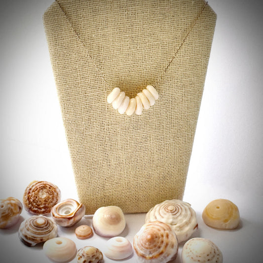 Small multiple Puka seashell floating necklace