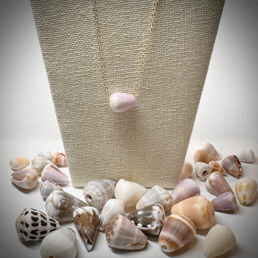 Light Purple Cone seashell floating necklace