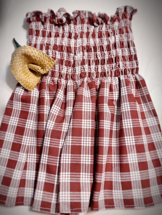 Brown Palaka babydoll top