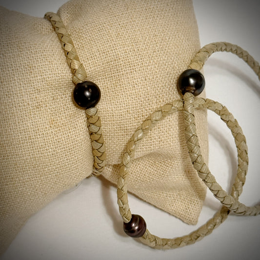 Lauhala lahi woven w/tahitian pearl bangle