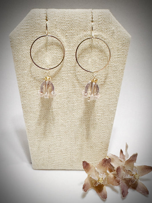 Pua Kalaunu purple mahina dangle silver earrings