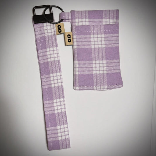 Lavender Palaka key fob and pocket pouch