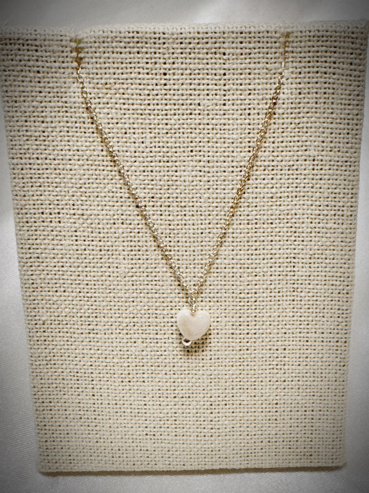White mother of pearl heart dainty necklace