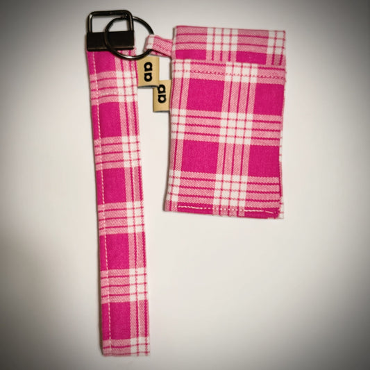 Pink Palaka key fob and pocket pouch