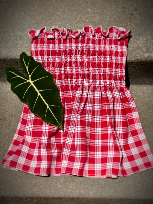 Red Palaka babydoll top