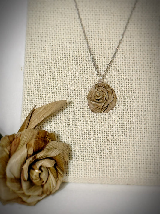 Lauhala dainty rose necklace silver