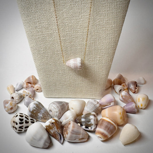 Pastel abbreviated Cone seashell floating necklace