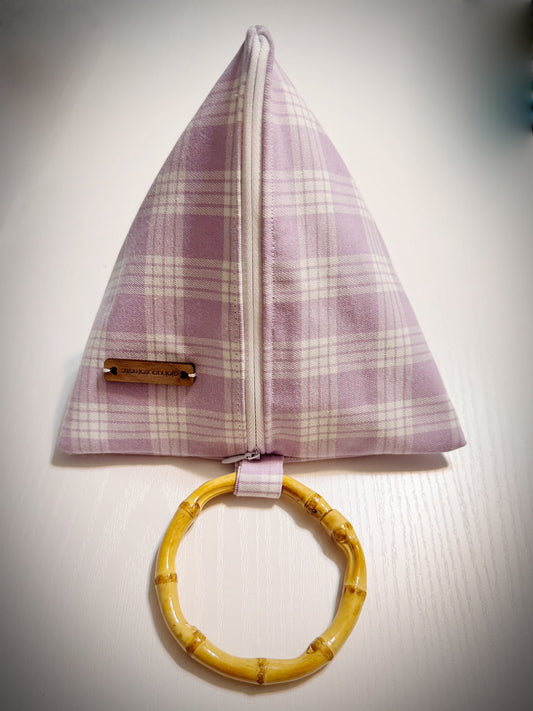Lavender Palaka triangle clutch