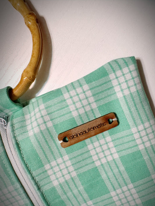 Mint Palaka triangle clutch