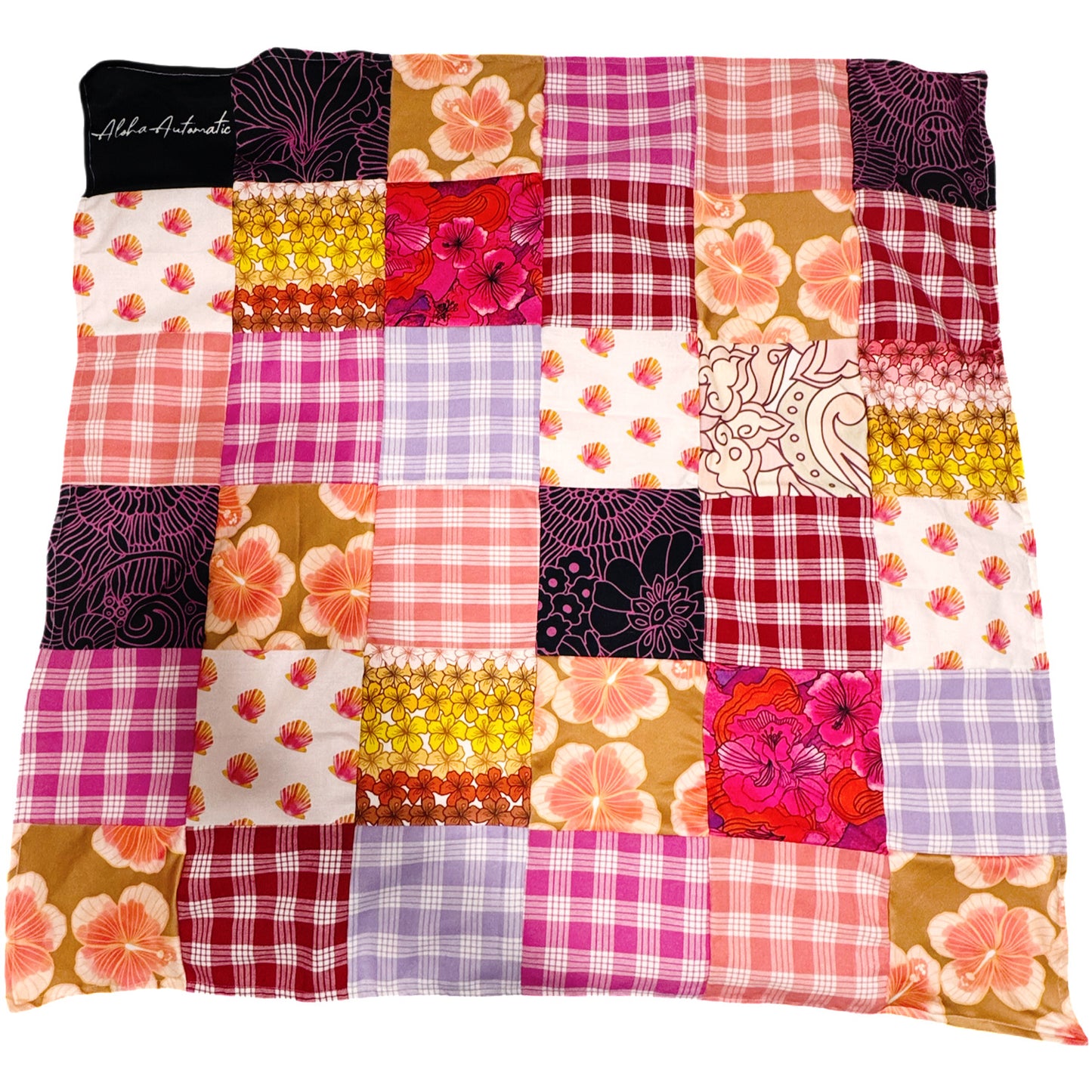 Pink Palaka vintage baby quilt and heart pillow