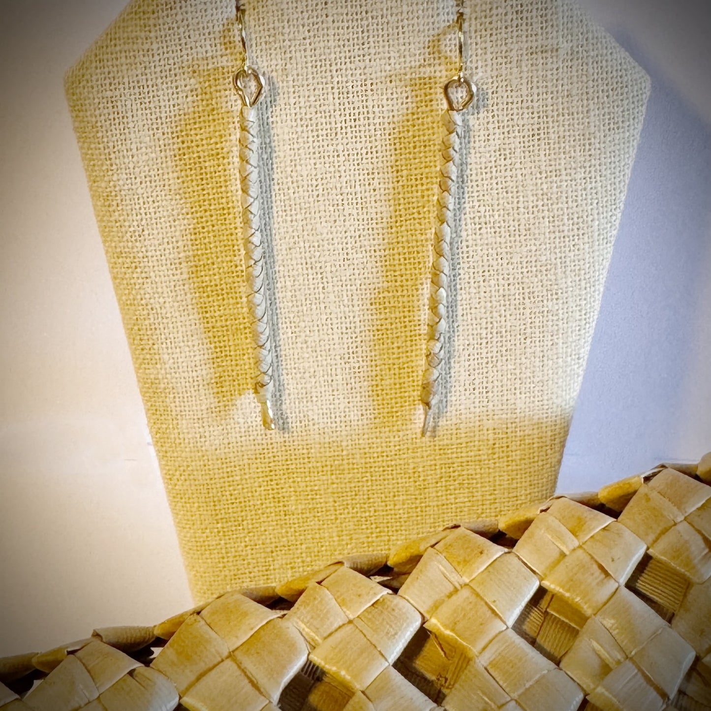 Lauhala lahi woven dangle stick earring