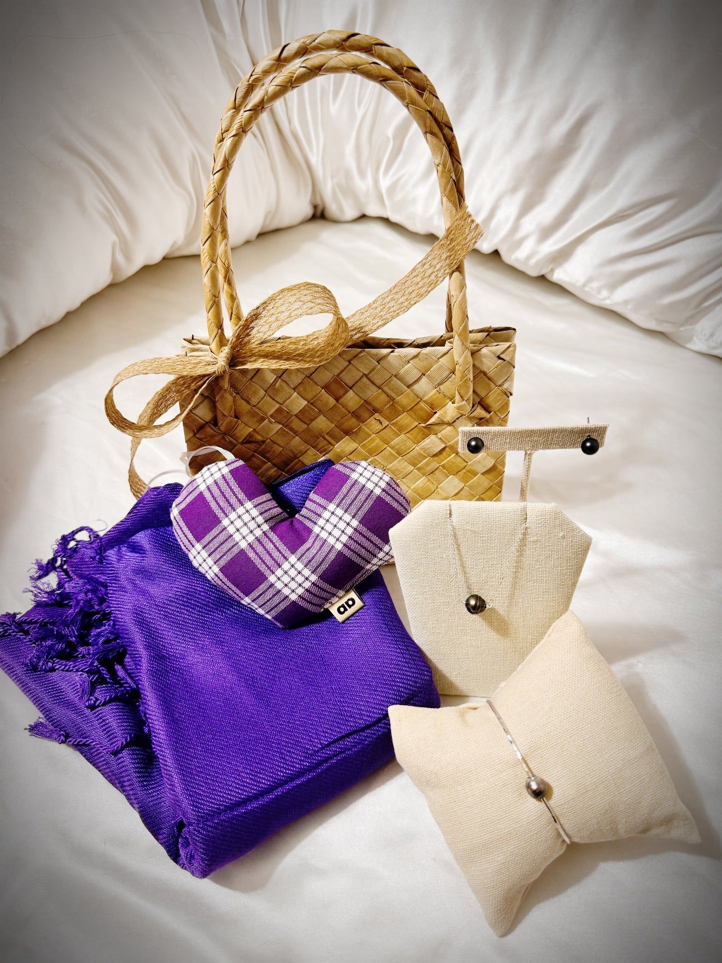 Purple Palaka sterling silver Tahitian pearl gift set