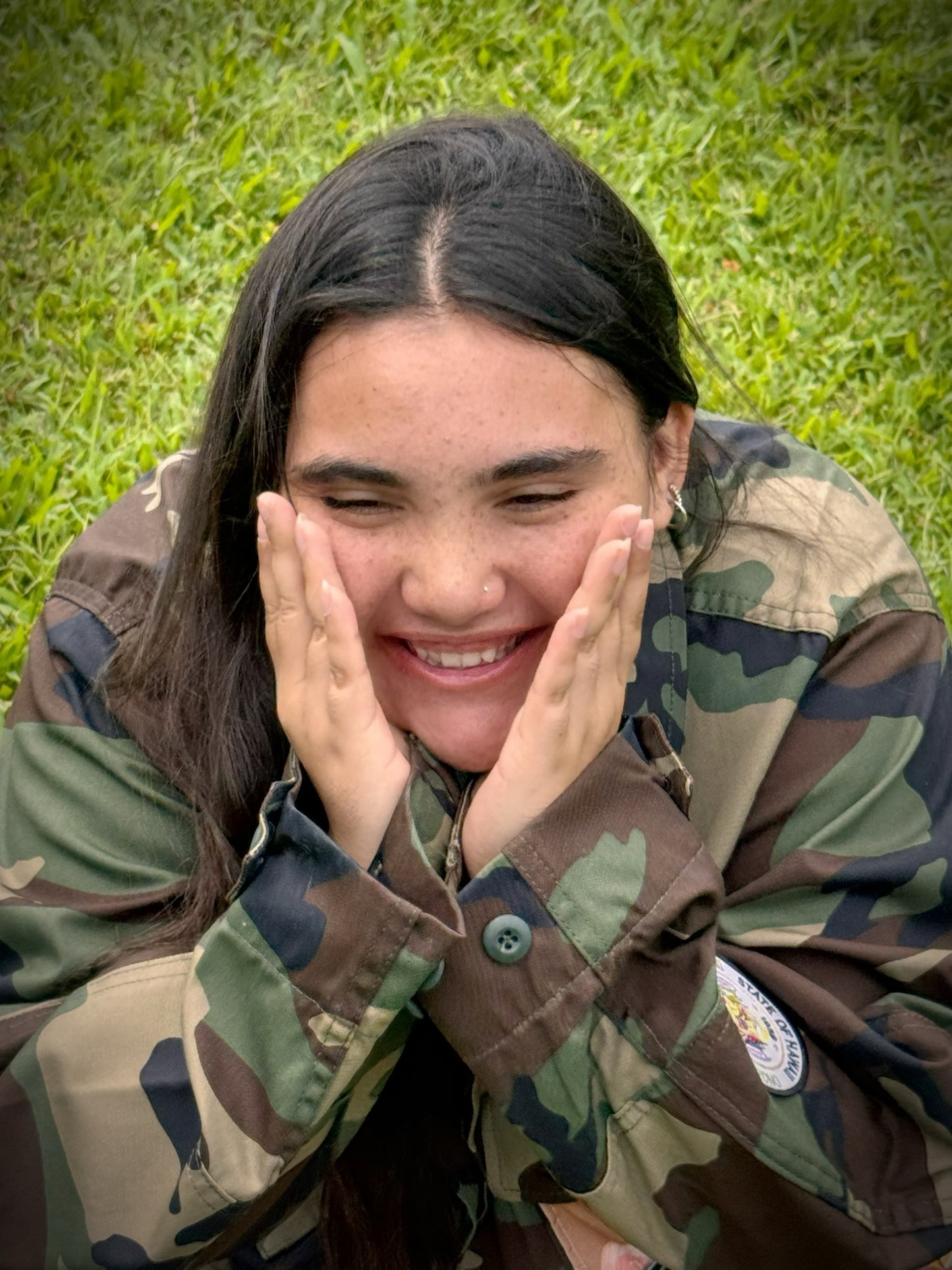 Vintage camouflage army jacket with local flare