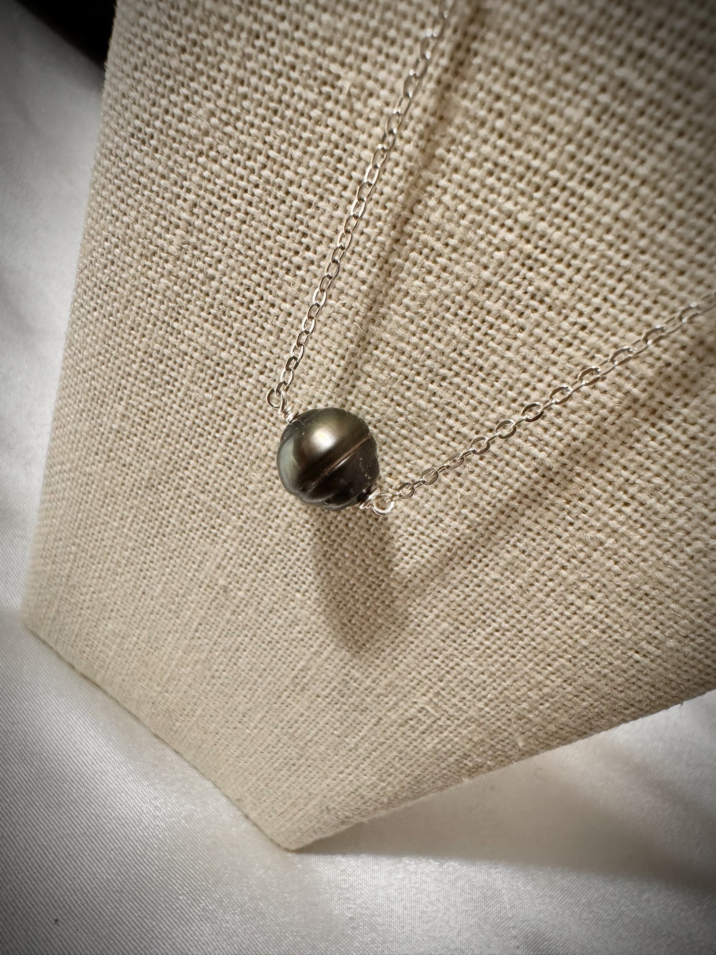 Black Palaka sterling silver Tahitian pearl gift set