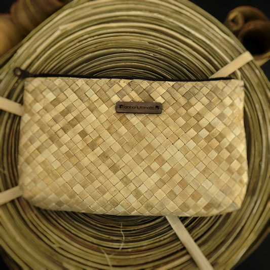Lauhala woven zipper clutch-small